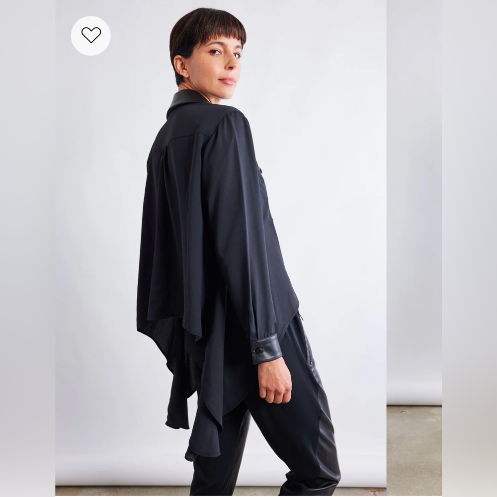 Ruti Button Up w/ faux leather detail - Picture 5 of 12